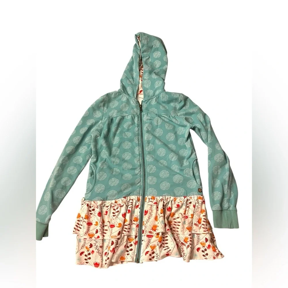 Matilda Jane Polka Dot Ruffle Hansel Hoodie Sz 10 Hooded Jacket